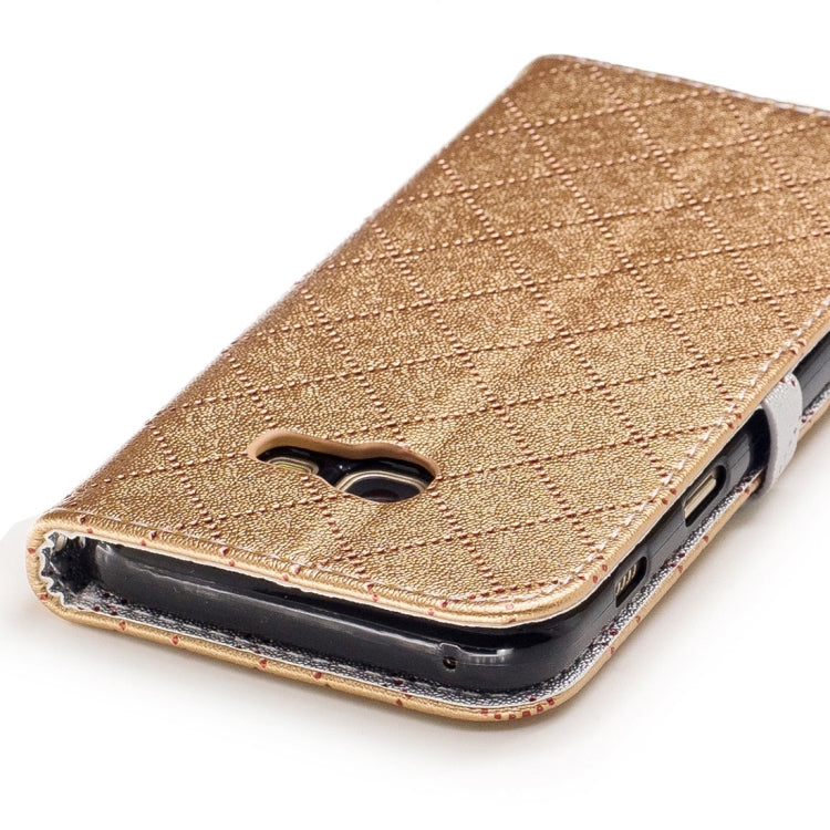 For Galaxy A3 (2017) TPU + PU Love Contrast Color Lattice Horizontal Flip Leather Case with Holder & Card Slots & Wallet & Lanyard