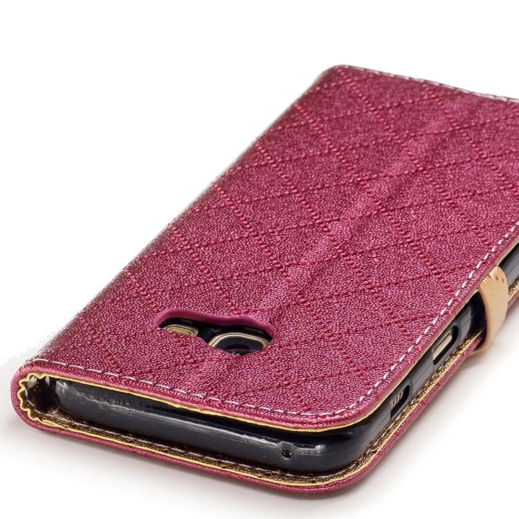 For Galaxy A3 (2017) TPU + PU Love Contrast Color Lattice Horizontal Flip Leather Case with Holder & Card Slots & Wallet & Lanyard
