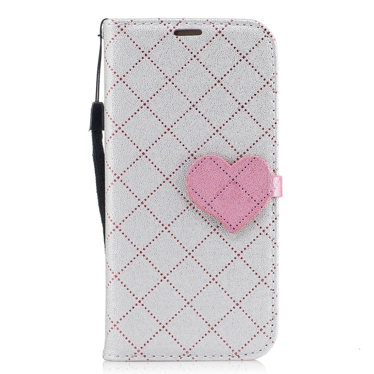 For Galaxy A3 (2017) TPU + PU Love Contrast Color Lattice Horizontal Flip Leather Case with Holder & Card Slots & Wallet & Lanyard