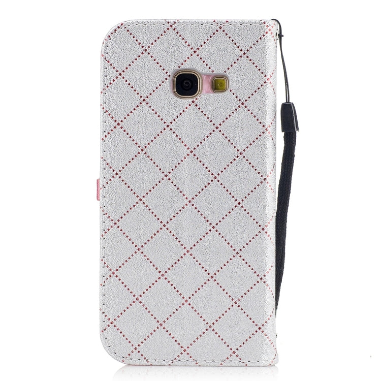 For Galaxy A3 (2017) TPU + PU Love Contrast Color Lattice Horizontal Flip Leather Case with Holder & Card Slots & Wallet & Lanyard