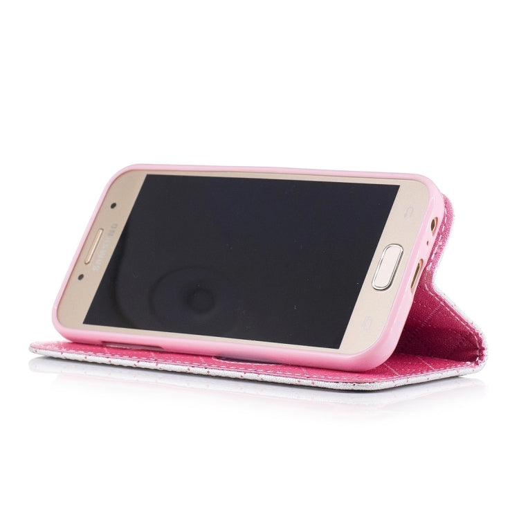 For Galaxy A3 (2017) TPU + PU Love Contrast Color Lattice Horizontal Flip Leather Case with Holder & Card Slots & Wallet & Lanyard