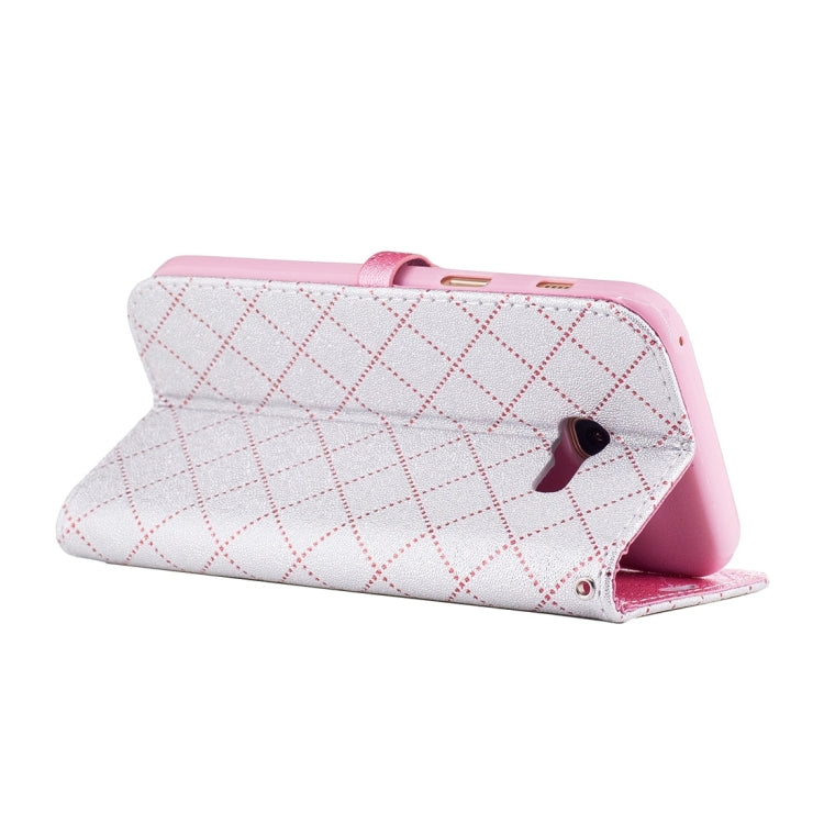 For Galaxy A3 (2017) TPU + PU Love Contrast Color Lattice Horizontal Flip Leather Case with Holder & Card Slots & Wallet & Lanyard