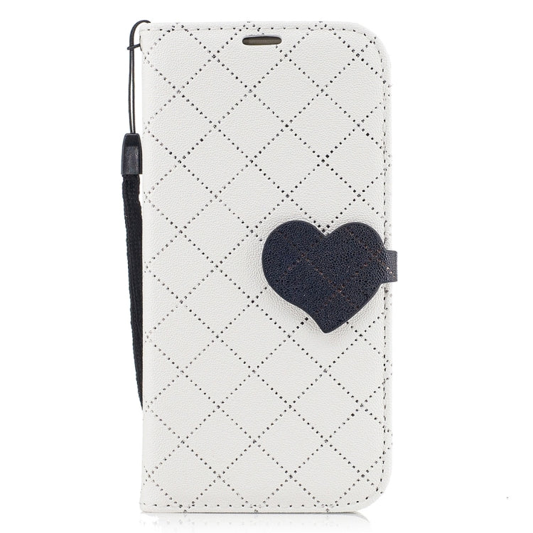 For Galaxy A3 (2017) TPU + PU Love Contrast Color Lattice Horizontal Flip Leather Case with Holder & Card Slots & Wallet & Lanyard