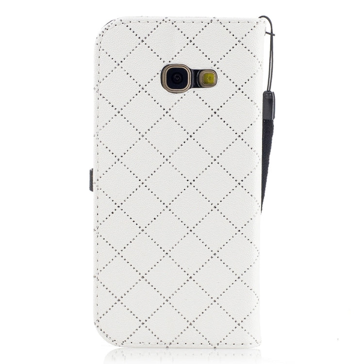 For Galaxy A3 (2017) TPU + PU Love Contrast Color Lattice Horizontal Flip Leather Case with Holder & Card Slots & Wallet & Lanyard