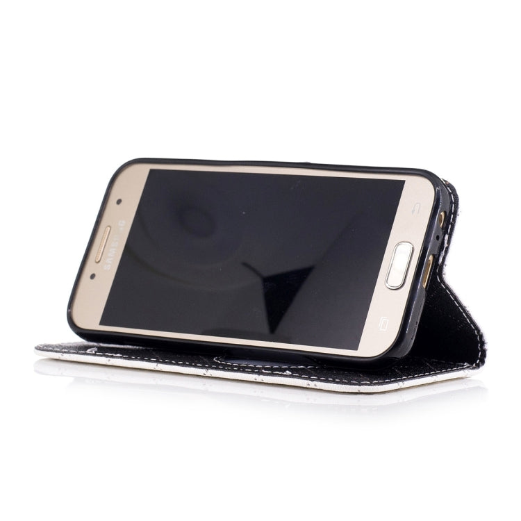 For Galaxy A3 (2017) TPU + PU Love Contrast Color Lattice Horizontal Flip Leather Case with Holder & Card Slots & Wallet & Lanyard