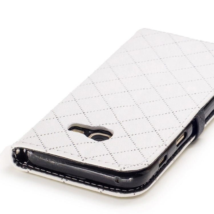 For Galaxy A3 (2017) TPU + PU Love Contrast Color Lattice Horizontal Flip Leather Case with Holder & Card Slots & Wallet & Lanyard