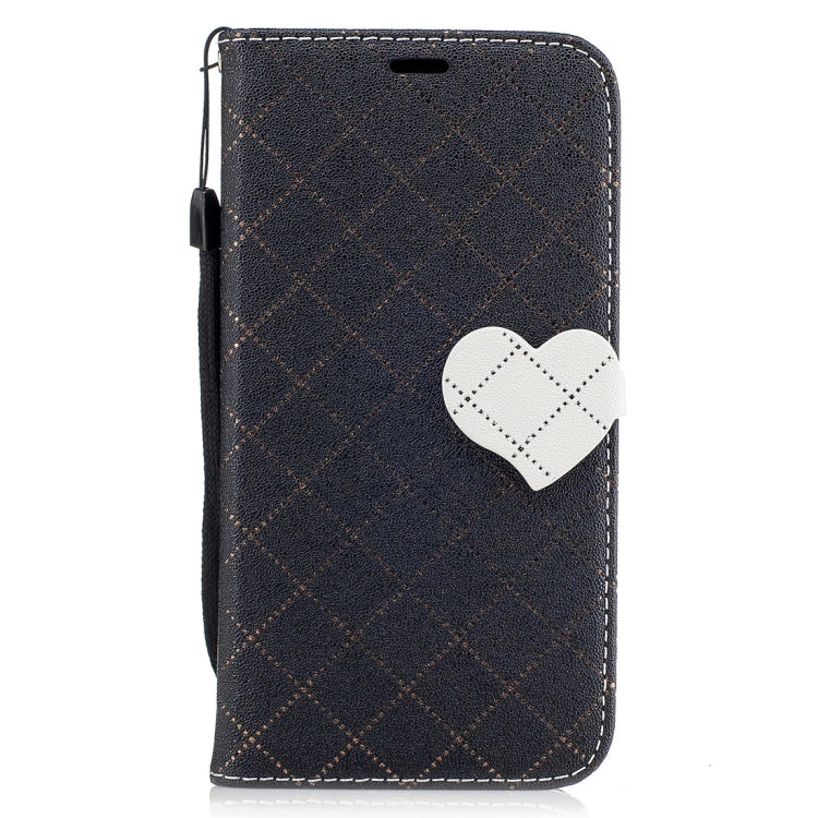 For Galaxy A5 (2017) TPU + PU Love Contrast Color Lattice Horizontal Flip Leather Case with Holder & Card Slots & Wallet & Lanyard