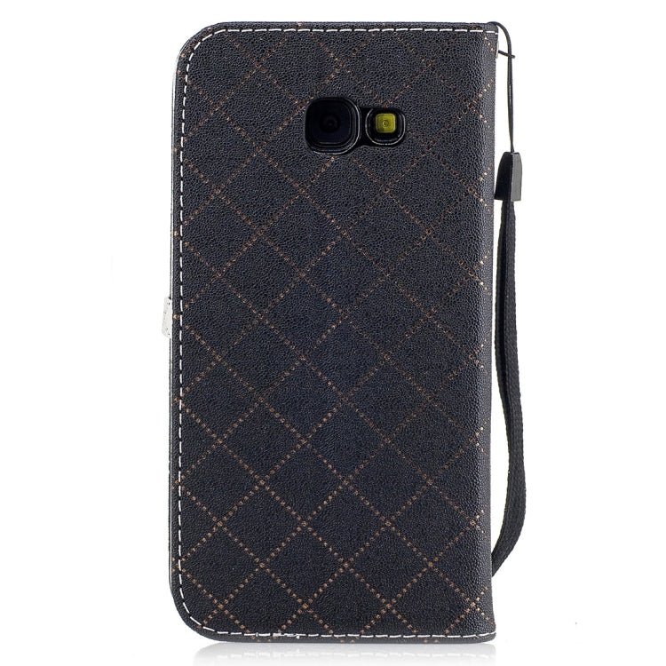 For Galaxy A5 (2017) TPU + PU Love Contrast Color Lattice Horizontal Flip Leather Case with Holder & Card Slots & Wallet & Lanyard