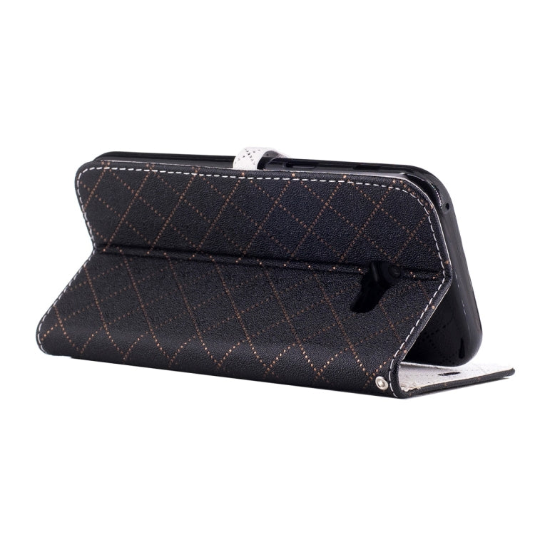 For Galaxy A5 (2017) TPU + PU Love Contrast Color Lattice Horizontal Flip Leather Case with Holder & Card Slots & Wallet & Lanyard