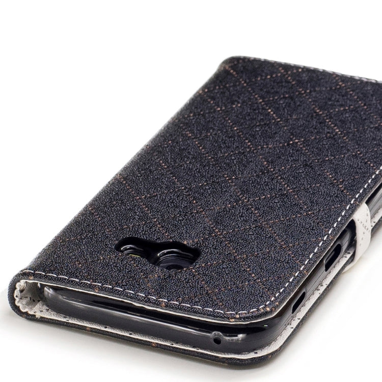 For Galaxy A5 (2017) TPU + PU Love Contrast Color Lattice Horizontal Flip Leather Case with Holder & Card Slots & Wallet & Lanyard
