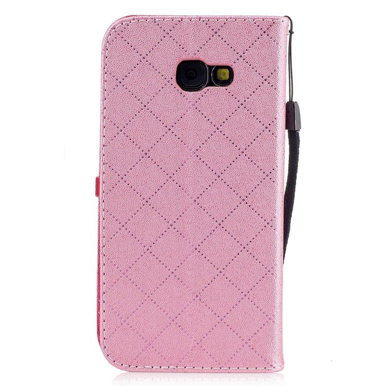 For Galaxy A5 (2017) TPU + PU Love Contrast Color Lattice Horizontal Flip Leather Case with Holder & Card Slots & Wallet & Lanyard