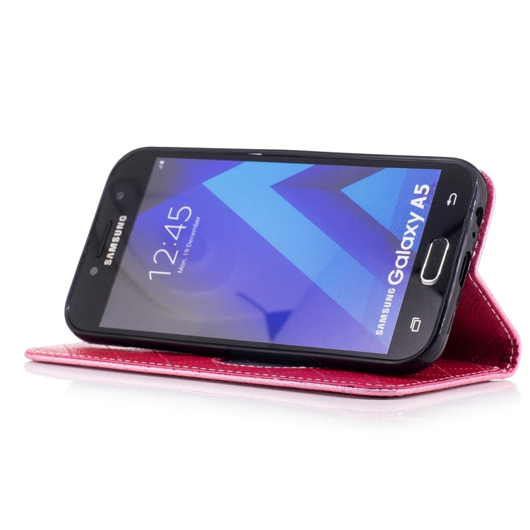 For Galaxy A5 (2017) TPU + PU Love Contrast Color Lattice Horizontal Flip Leather Case with Holder & Card Slots & Wallet & Lanyard