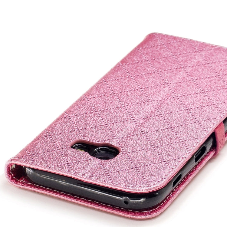 For Galaxy A5 (2017) TPU + PU Love Contrast Color Lattice Horizontal Flip Leather Case with Holder & Card Slots & Wallet & Lanyard