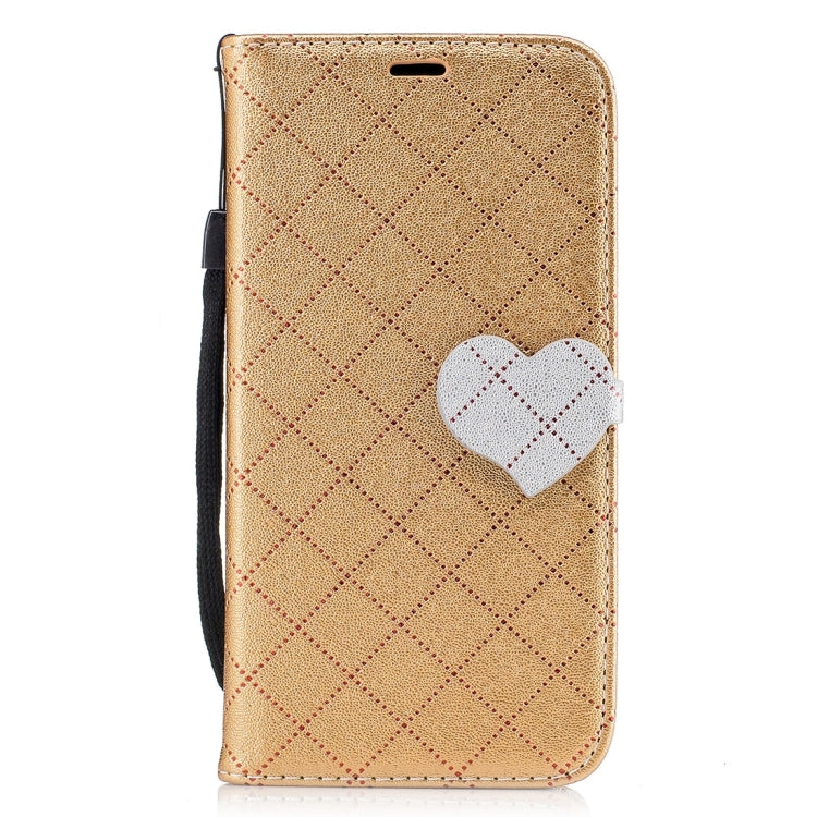 For Galaxy A5 (2017) TPU + PU Love Contrast Color Lattice Horizontal Flip Leather Case with Holder & Card Slots & Wallet & Lanyard
