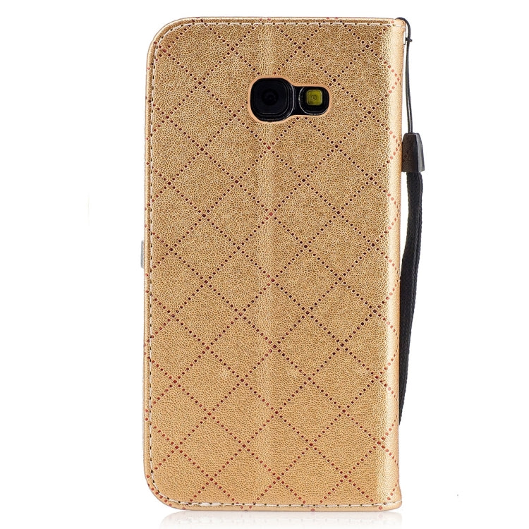 For Galaxy A5 (2017) TPU + PU Love Contrast Color Lattice Horizontal Flip Leather Case with Holder & Card Slots & Wallet & Lanyard