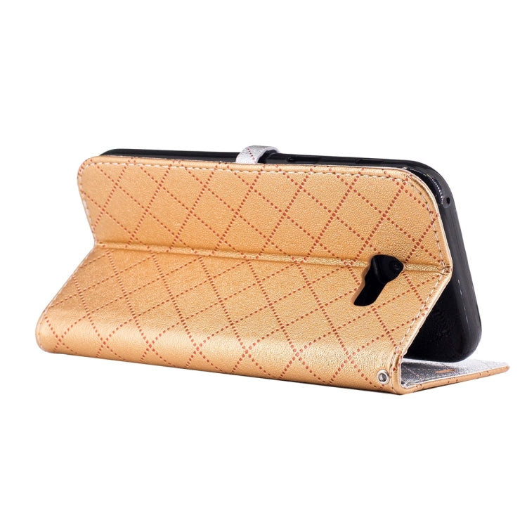For Galaxy A5 (2017) TPU + PU Love Contrast Color Lattice Horizontal Flip Leather Case with Holder & Card Slots & Wallet & Lanyard