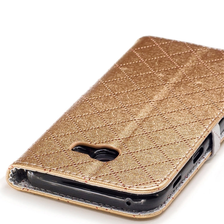 For Galaxy A5 (2017) TPU + PU Love Contrast Color Lattice Horizontal Flip Leather Case with Holder & Card Slots & Wallet & Lanyard