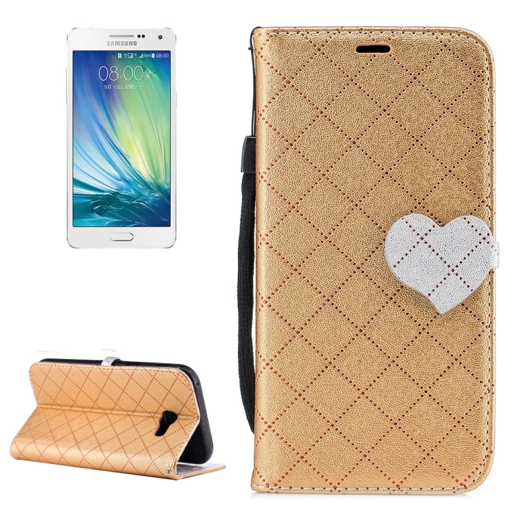 For Galaxy A5 (2017) TPU + PU Love Contrast Color Lattice Horizontal Flip Leather Case with Holder & Card Slots & Wallet & Lanyard