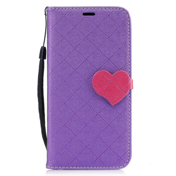 For Galaxy A5 (2017) TPU + PU Love Contrast Color Lattice Horizontal Flip Leather Case with Holder & Card Slots & Wallet & Lanyard