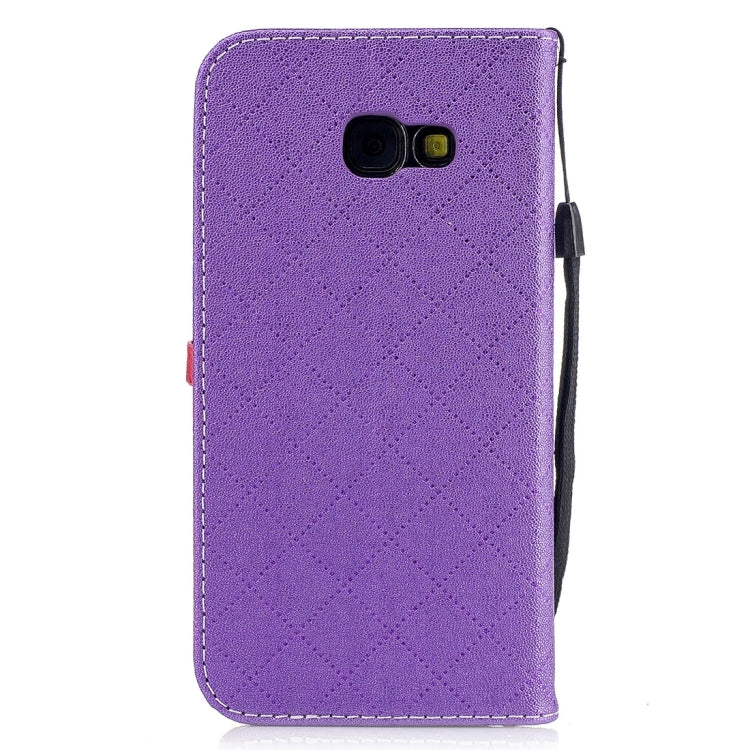 For Galaxy A5 (2017) TPU + PU Love Contrast Color Lattice Horizontal Flip Leather Case with Holder & Card Slots & Wallet & Lanyard