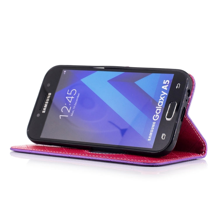 For Galaxy A5 (2017) TPU + PU Love Contrast Color Lattice Horizontal Flip Leather Case with Holder & Card Slots & Wallet & Lanyard