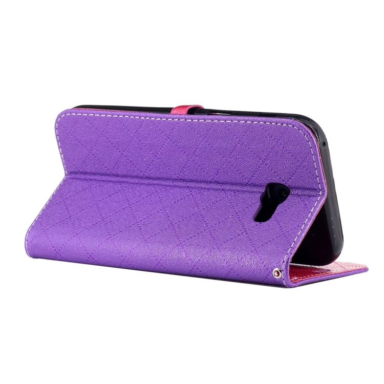 For Galaxy A5 (2017) TPU + PU Love Contrast Color Lattice Horizontal Flip Leather Case with Holder & Card Slots & Wallet & Lanyard