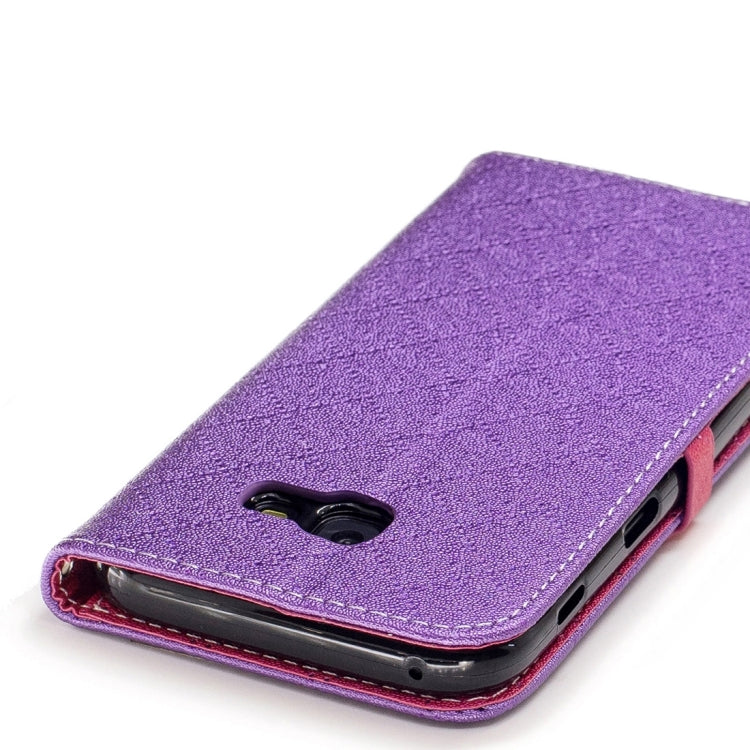 For Galaxy A5 (2017) TPU + PU Love Contrast Color Lattice Horizontal Flip Leather Case with Holder & Card Slots & Wallet & Lanyard