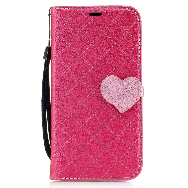 For Galaxy A5 (2017) TPU + PU Love Contrast Color Lattice Horizontal Flip Leather Case with Holder & Card Slots & Wallet & Lanyard