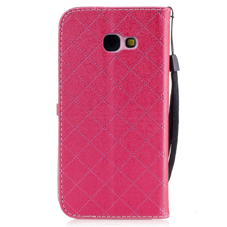 For Galaxy A5 (2017) TPU + PU Love Contrast Color Lattice Horizontal Flip Leather Case with Holder & Card Slots & Wallet & Lanyard