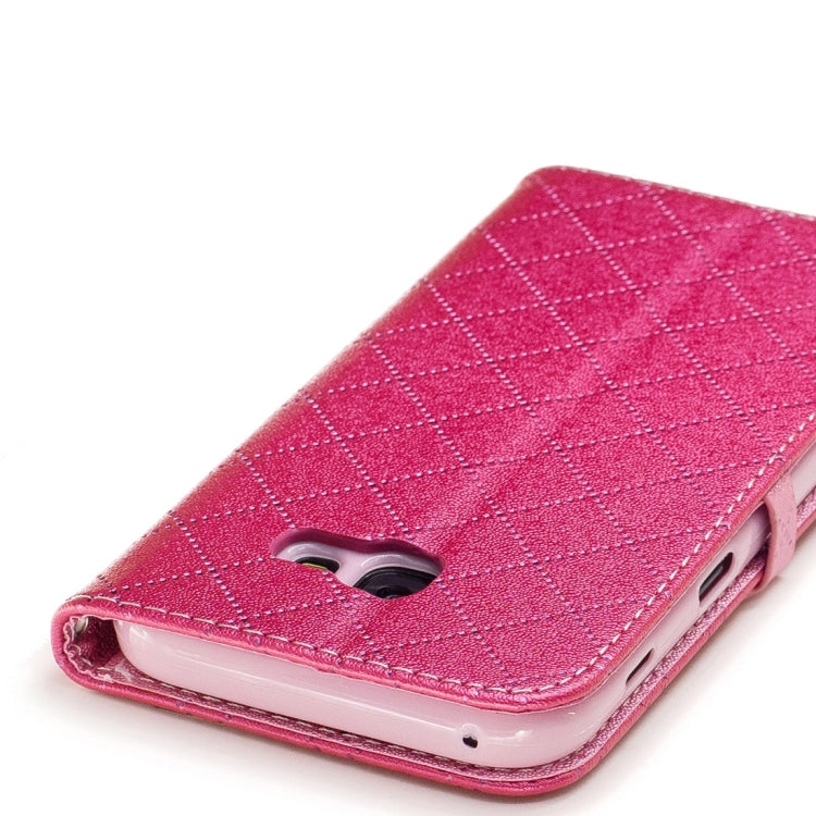 For Galaxy A5 (2017) TPU + PU Love Contrast Color Lattice Horizontal Flip Leather Case with Holder & Card Slots & Wallet & Lanyard