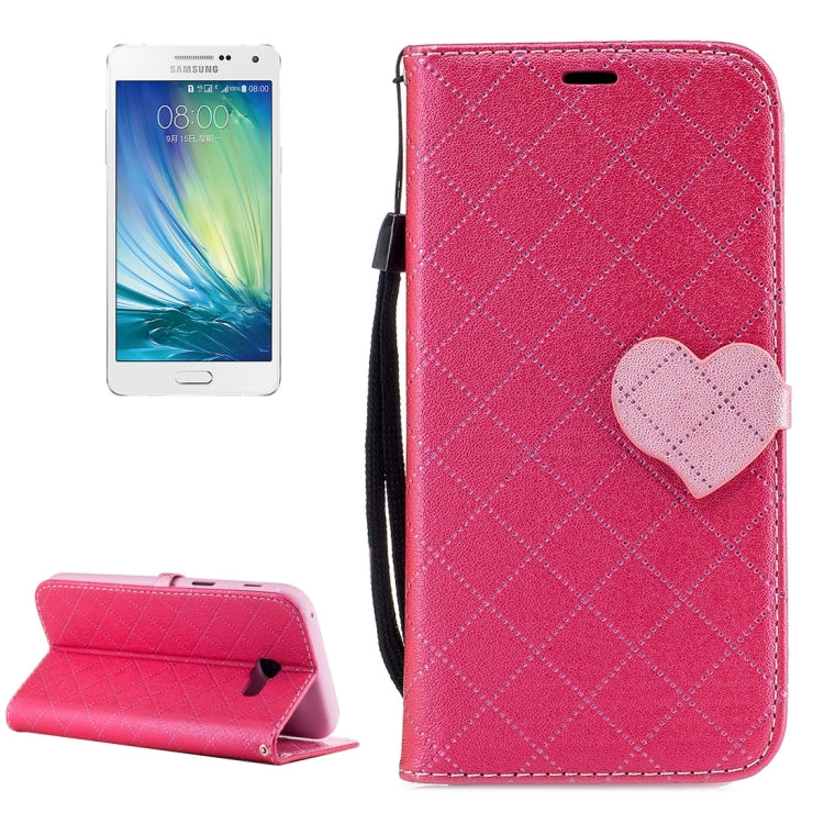 For Galaxy A5 (2017) TPU + PU Love Contrast Color Lattice Horizontal Flip Leather Case with Holder & Card Slots & Wallet & Lanyard
