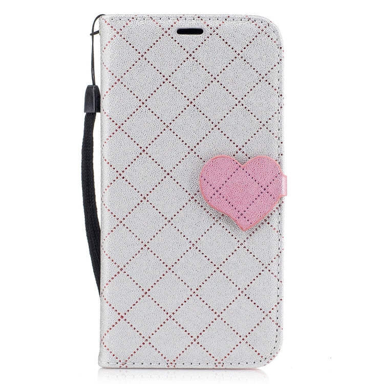 For Galaxy A5 (2017) TPU + PU Love Contrast Color Lattice Horizontal Flip Leather Case with Holder & Card Slots & Wallet & Lanyard