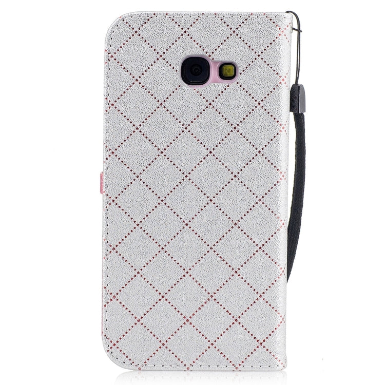 For Galaxy A5 (2017) TPU + PU Love Contrast Color Lattice Horizontal Flip Leather Case with Holder & Card Slots & Wallet & Lanyard