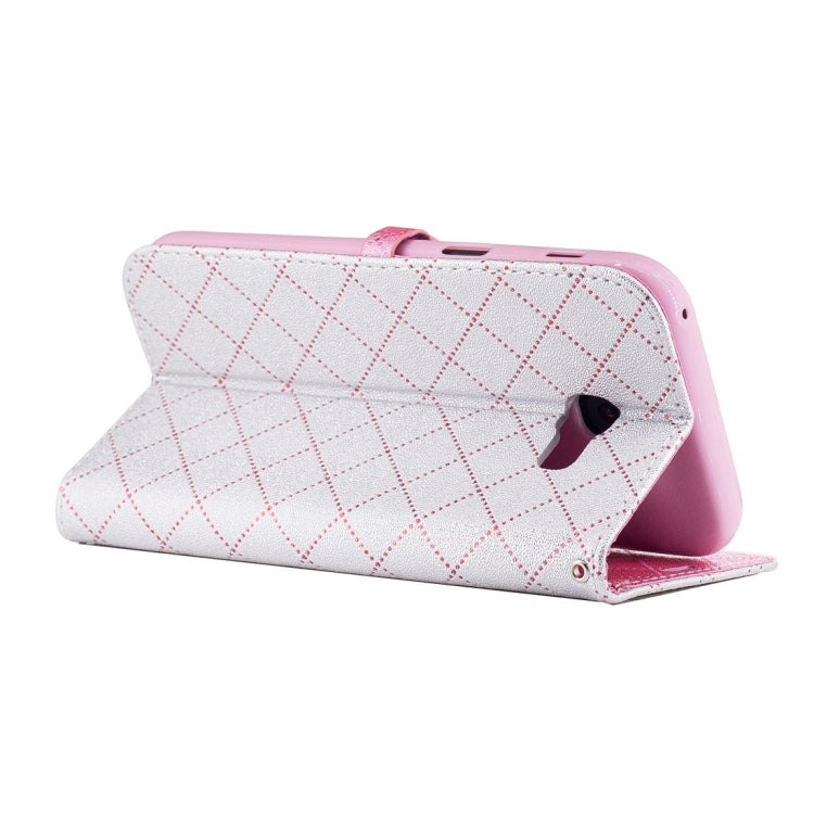 For Galaxy A5 (2017) TPU + PU Love Contrast Color Lattice Horizontal Flip Leather Case with Holder & Card Slots & Wallet & Lanyard