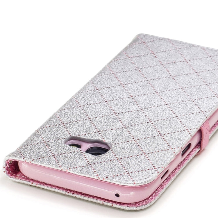 For Galaxy A5 (2017) TPU + PU Love Contrast Color Lattice Horizontal Flip Leather Case with Holder & Card Slots & Wallet & Lanyard