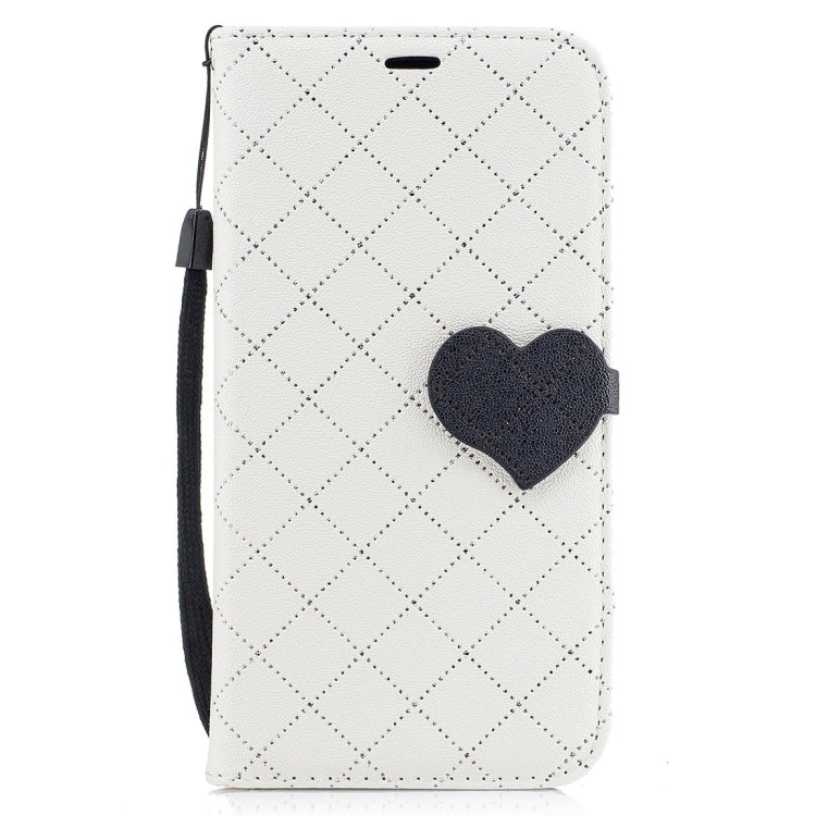 For Galaxy A5 (2017) TPU + PU Love Contrast Color Lattice Horizontal Flip Leather Case with Holder & Card Slots & Wallet & Lanyard