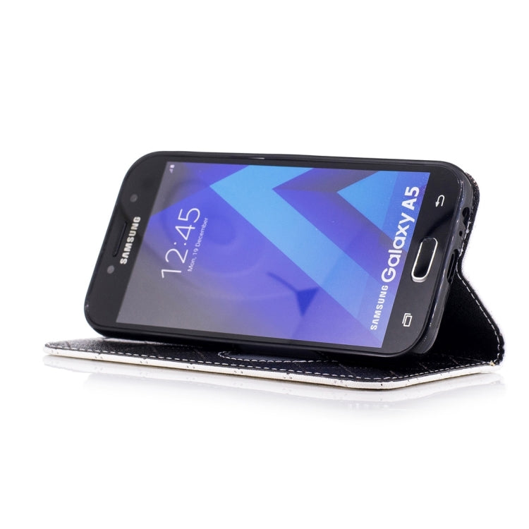 For Galaxy A5 (2017) TPU + PU Love Contrast Color Lattice Horizontal Flip Leather Case with Holder & Card Slots & Wallet & Lanyard