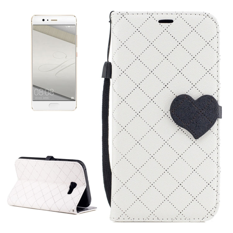 For Galaxy A5 (2017) TPU + PU Love Contrast Color Lattice Horizontal Flip Leather Case with Holder & Card Slots & Wallet & Lanyard