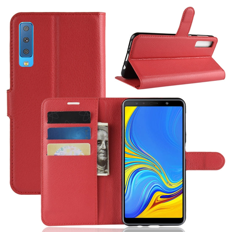 For Galaxy A7 (2018) / A750 Litchi Texture Horizontal Flip Leather Case with Holder & Card Slots & Wallet
