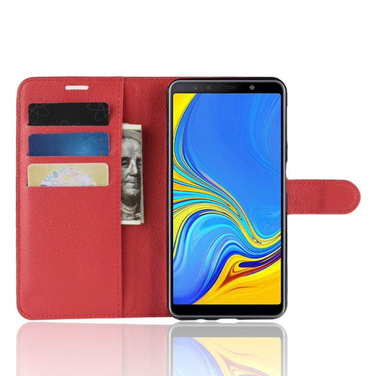 For Galaxy A7 (2018) / A750 Litchi Texture Horizontal Flip Leather Case with Holder & Card Slots & Wallet