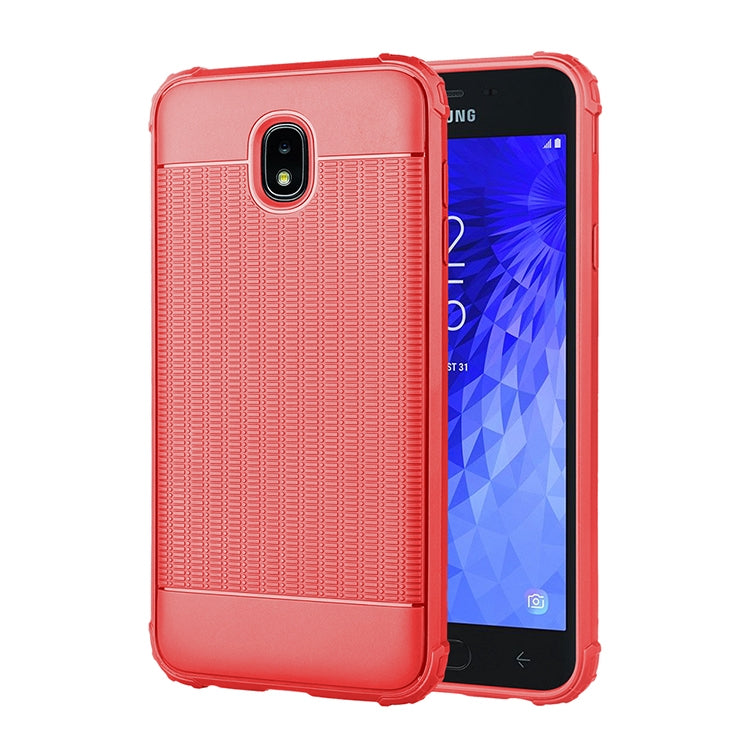 Cube Texture Shockproof TPU Case for Galaxy J7 (2018) (Red)