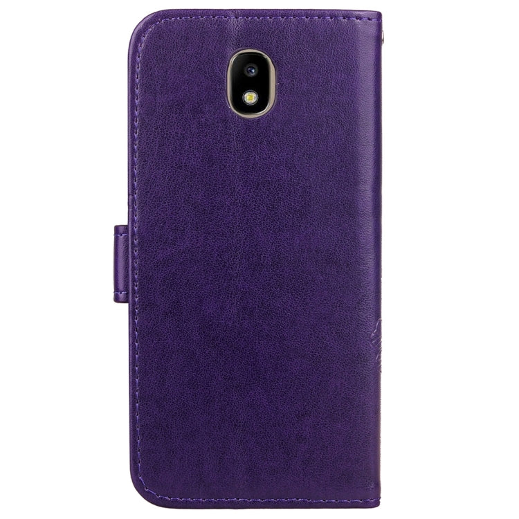 For Galaxy J7 (2017) (EU Version) Lucky Clover Pressed Flowers Pattern TPU+PU Horizontal Flip Leather Case with Holder & Card Slots & Wallet & Lanyard