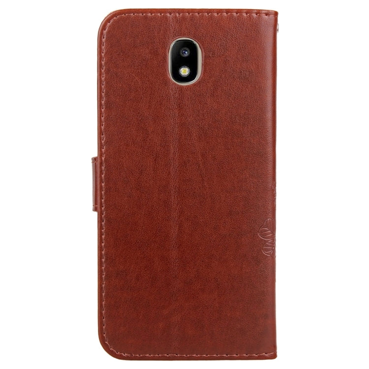 For Galaxy J7 (2017) (EU Version) Lucky Clover Pressed Flowers Pattern TPU+PU Horizontal Flip Leather Case with Holder & Card Slots & Wallet & Lanyard