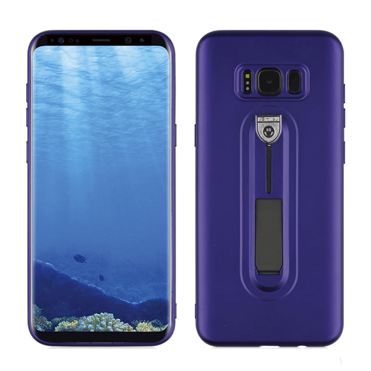 For Galaxy S8+ Ultra-thin Frosted Soft TPU + PC Protective Back Case with Holder