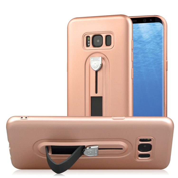 For Galaxy S8+ Ultra-thin Frosted Soft TPU + PC Protective Back Case with Holder