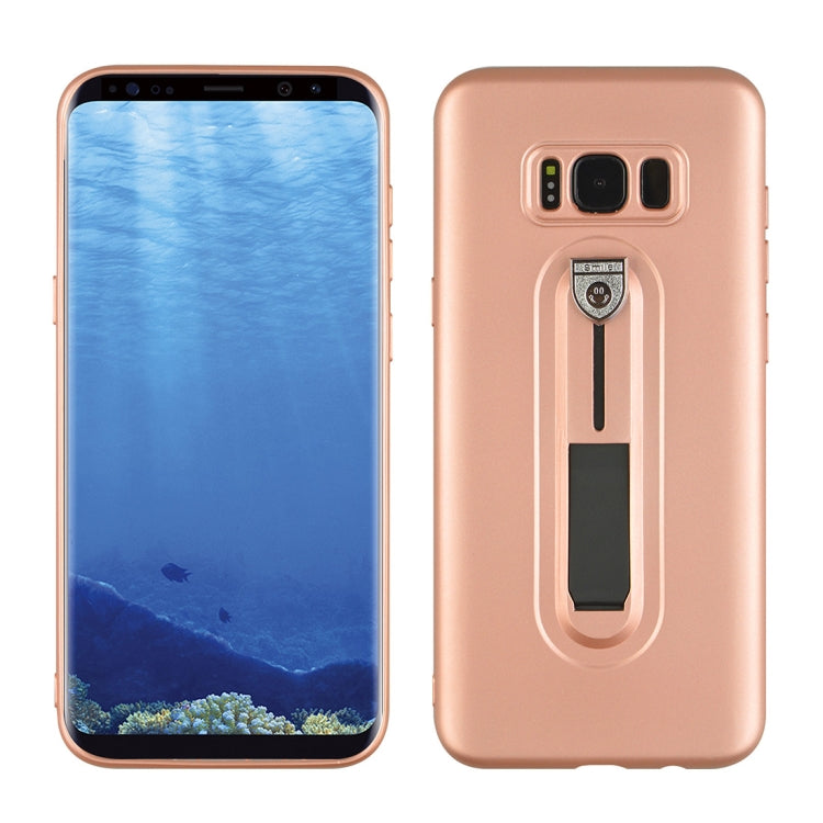 For Galaxy S8+ Ultra-thin Frosted Soft TPU + PC Protective Back Case with Holder