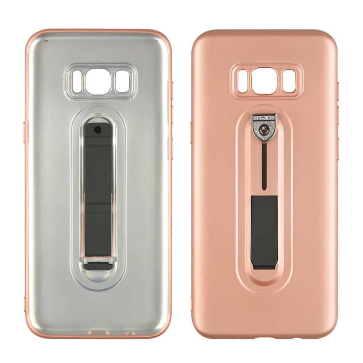 For Galaxy S8+ Ultra-thin Frosted Soft TPU + PC Protective Back Case with Holder