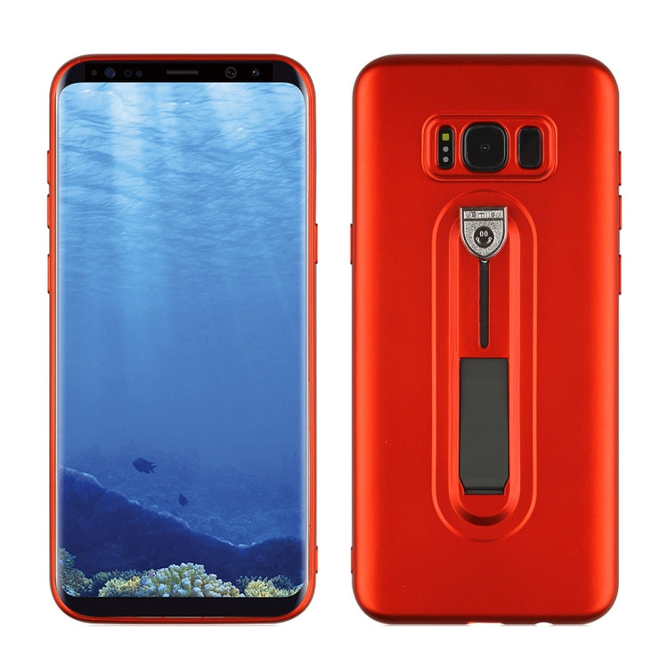 For Galaxy S8+ Ultra-thin Frosted Soft TPU + PC Protective Back Case with Holder