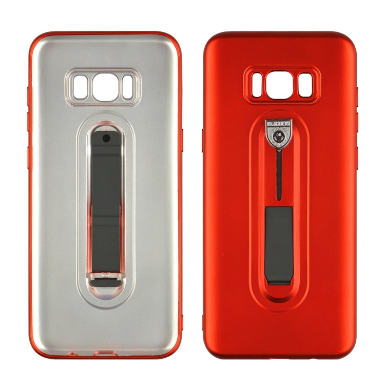 For Galaxy S8+ Ultra-thin Frosted Soft TPU + PC Protective Back Case with Holder