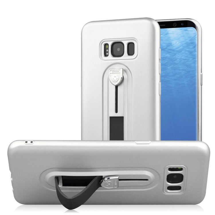For Galaxy S8+ Ultra-thin Frosted Soft TPU + PC Protective Back Case with Holder